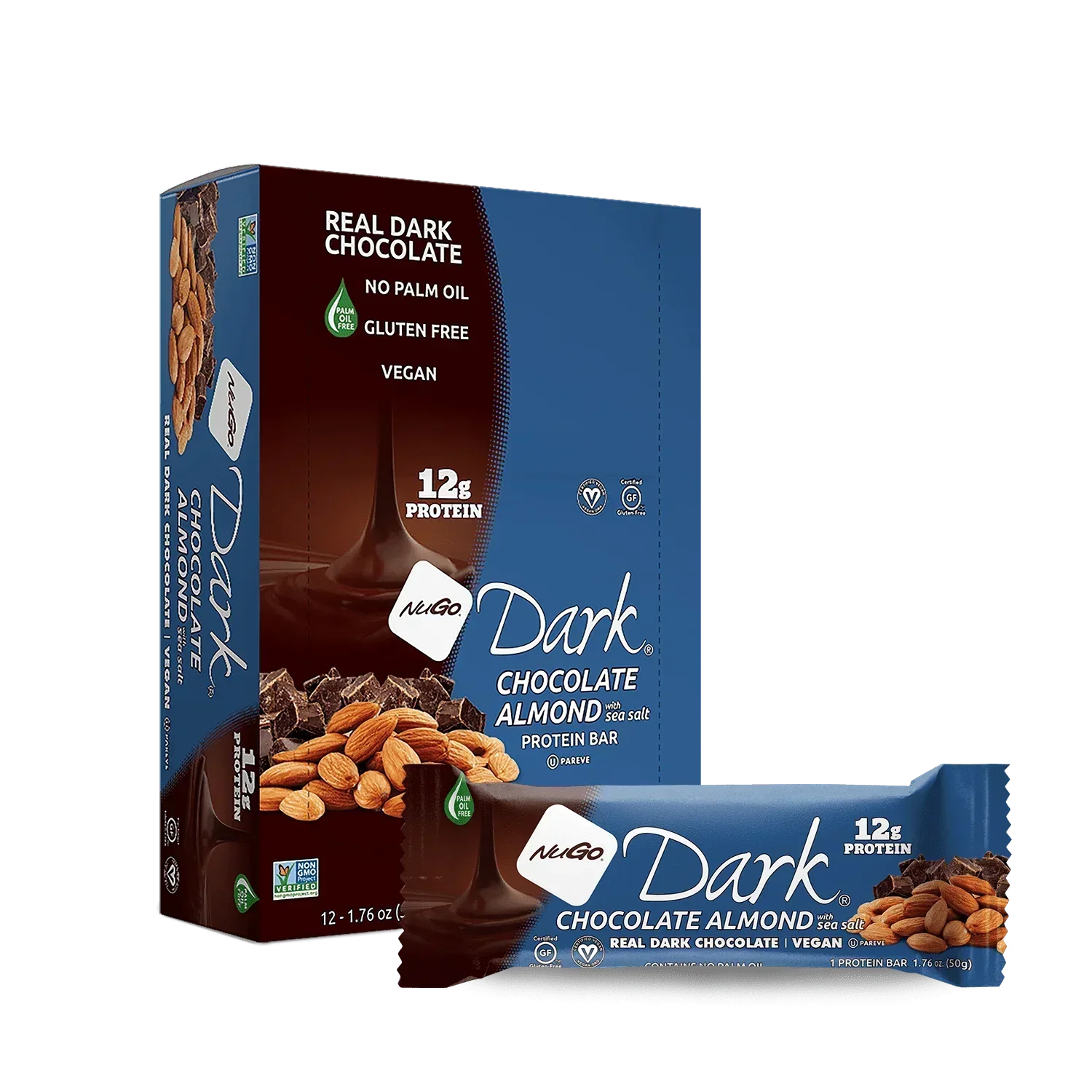 NuGo Dark Chocolate Almond Bar and Box
