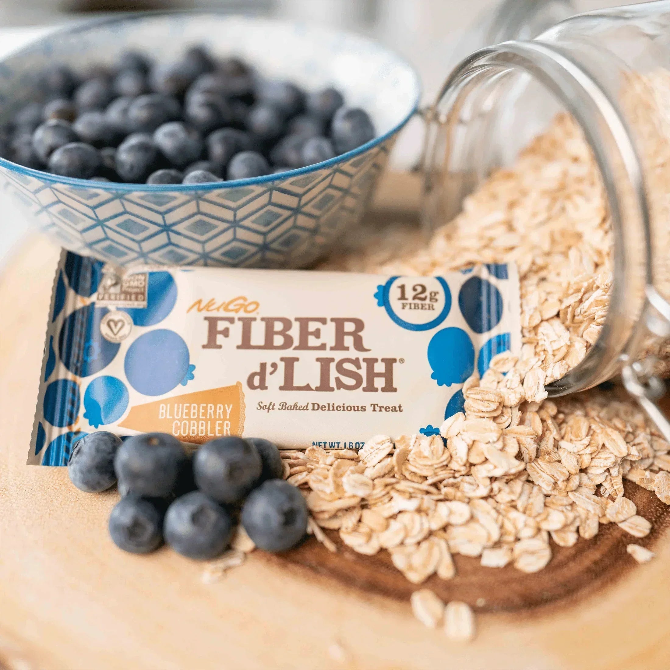 NuGo Fiber Blueberry Cobbler Bar in Oats