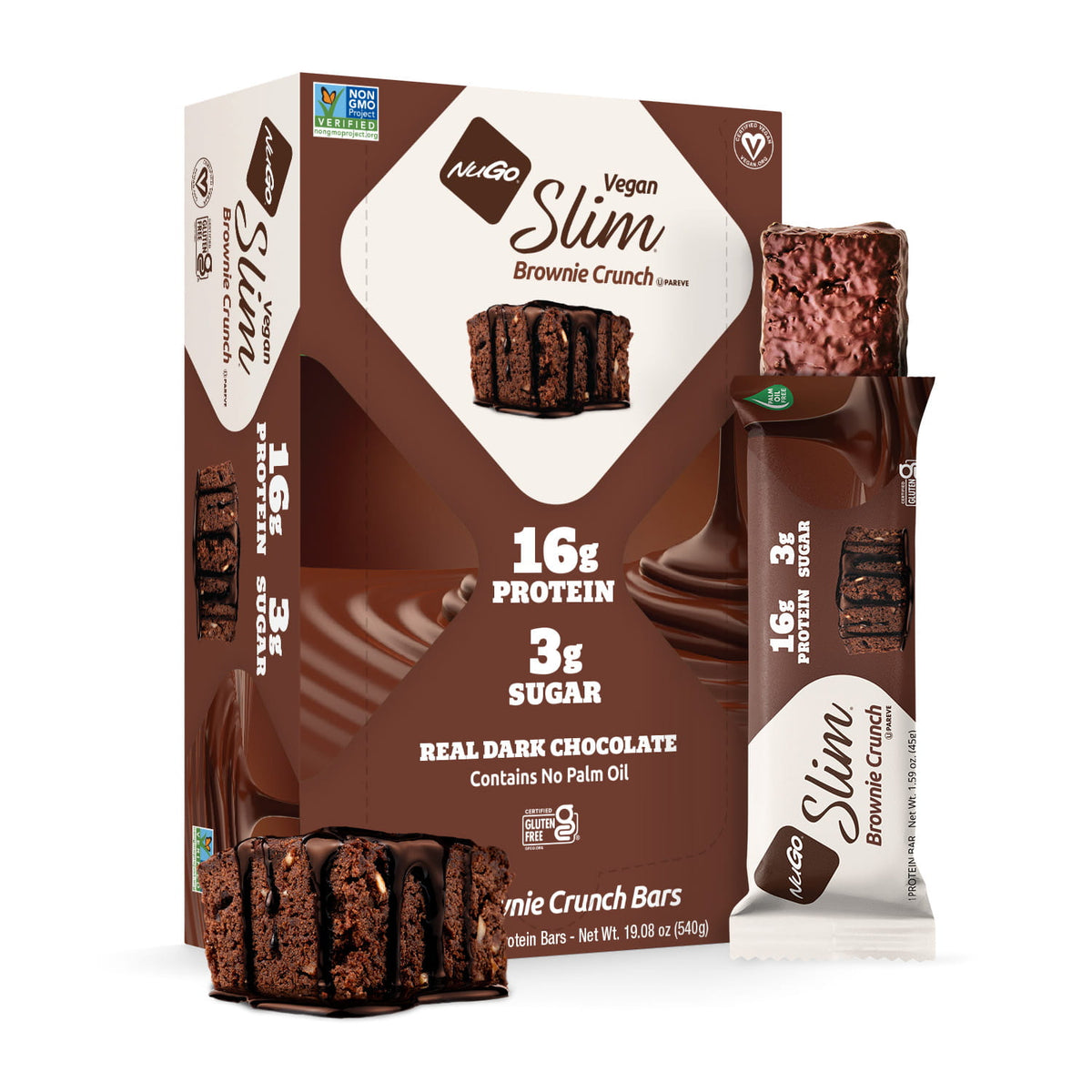NuGo Slim Brownie Crunch protein bar packaging