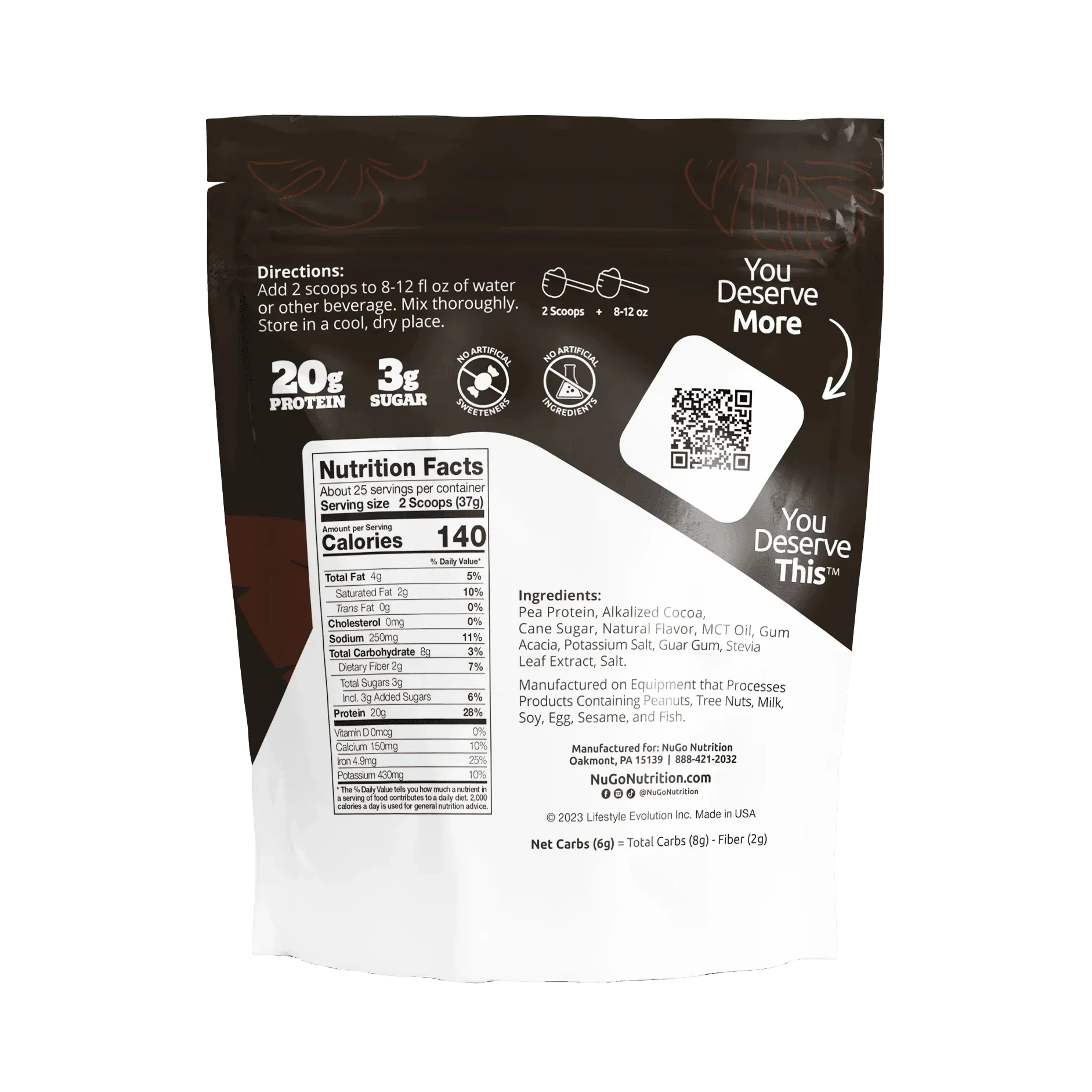 Back of Chocolate Protein Powder