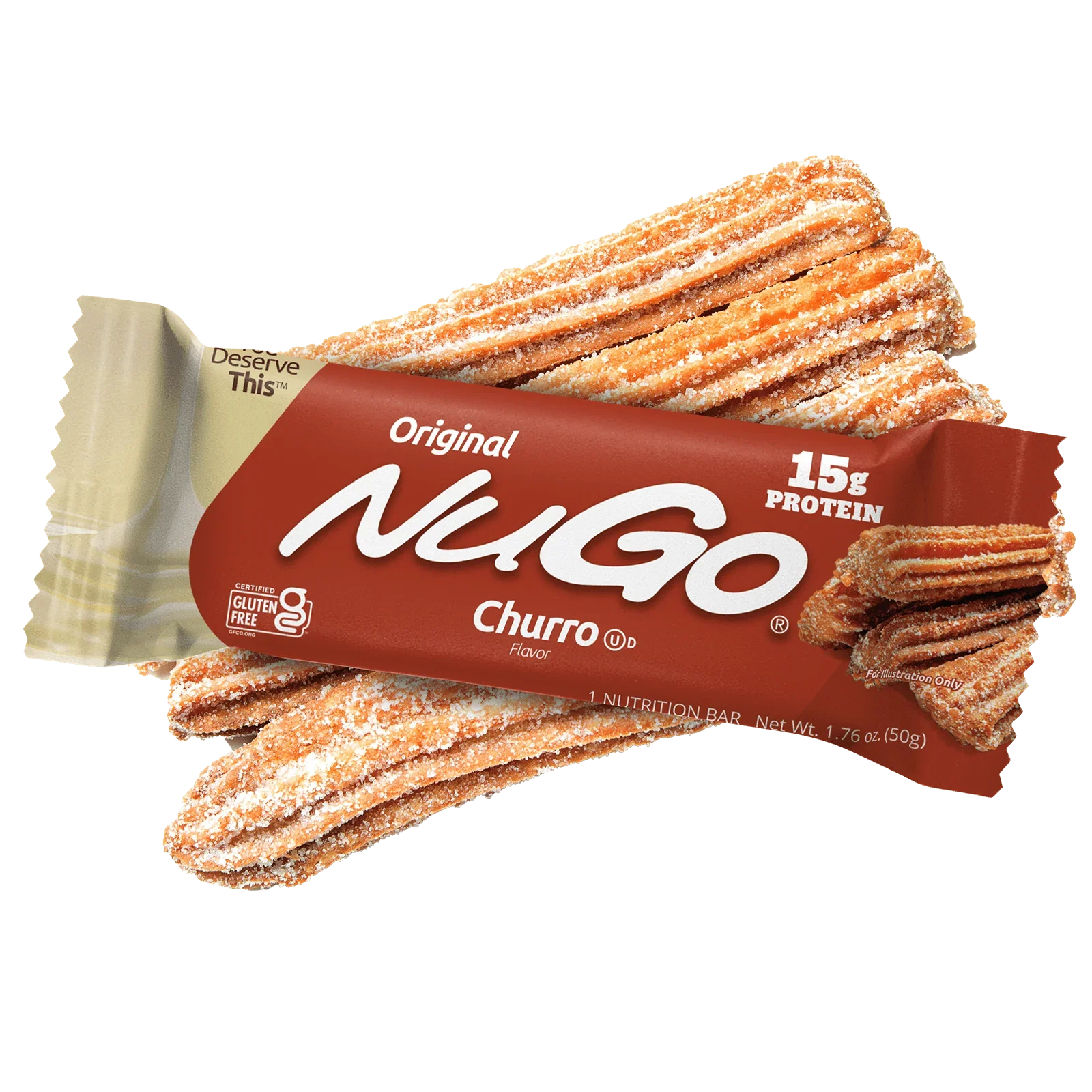 NuGo Churro protein bar with Churro sticks