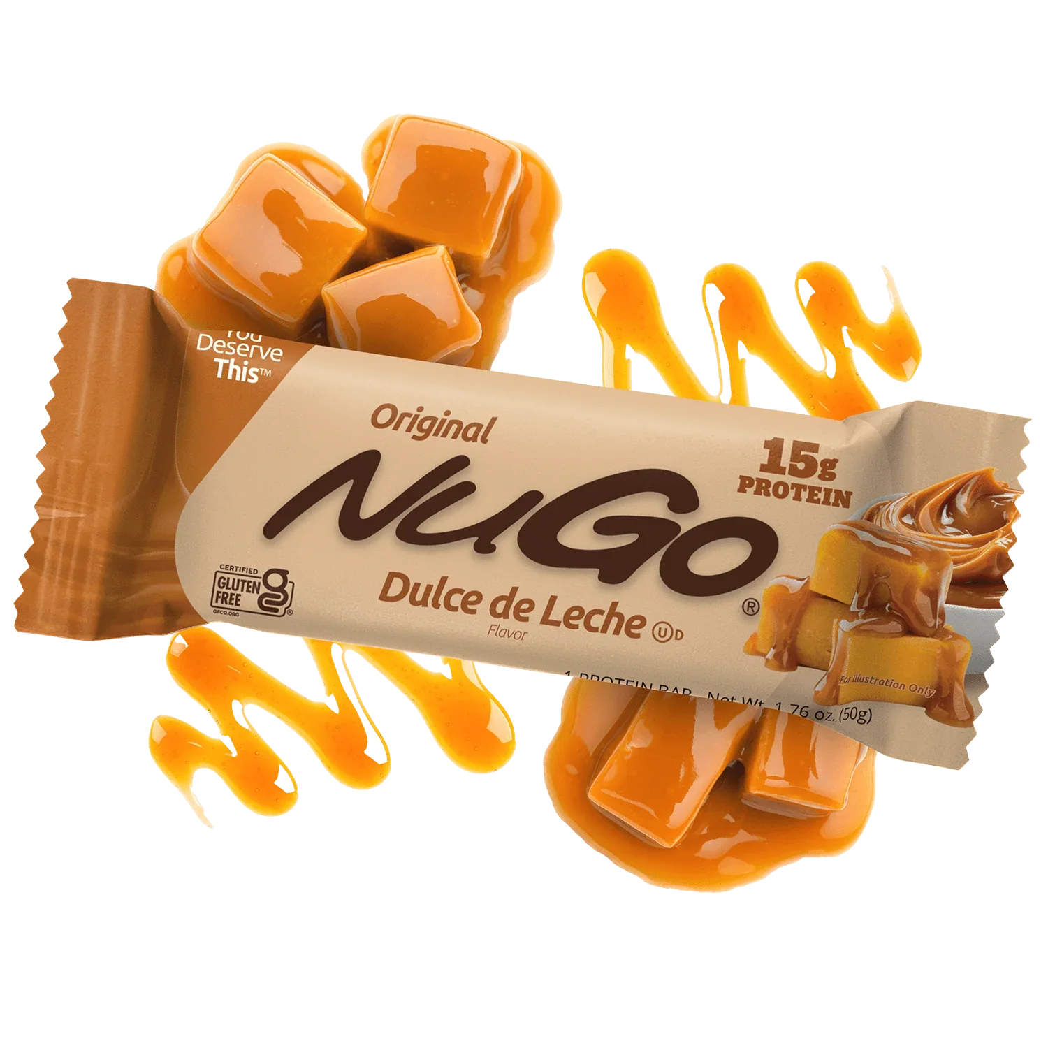 Dulce de Leche Bar in wrapper with caramel