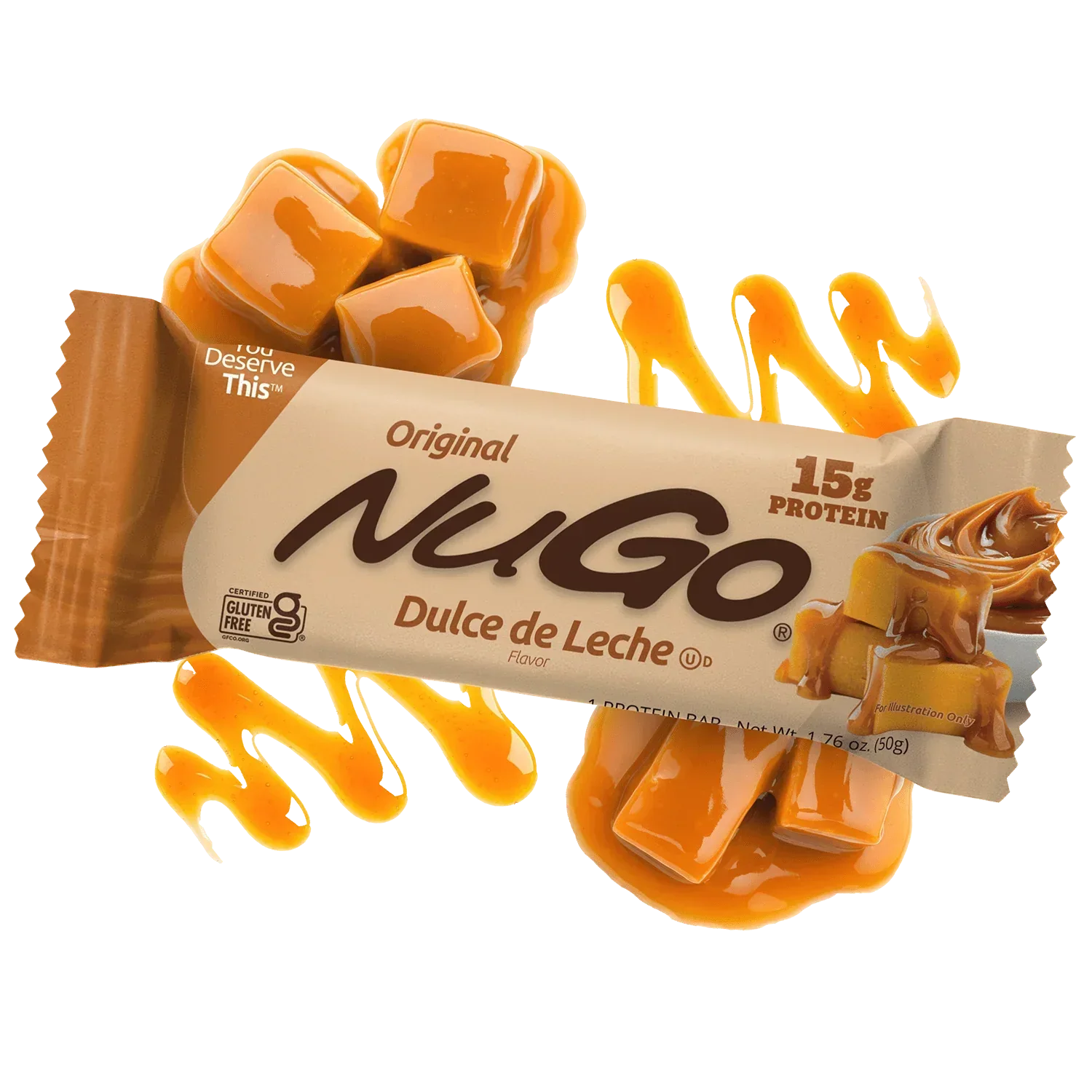 Dulce de Leche Bar in wrapper with caramel
