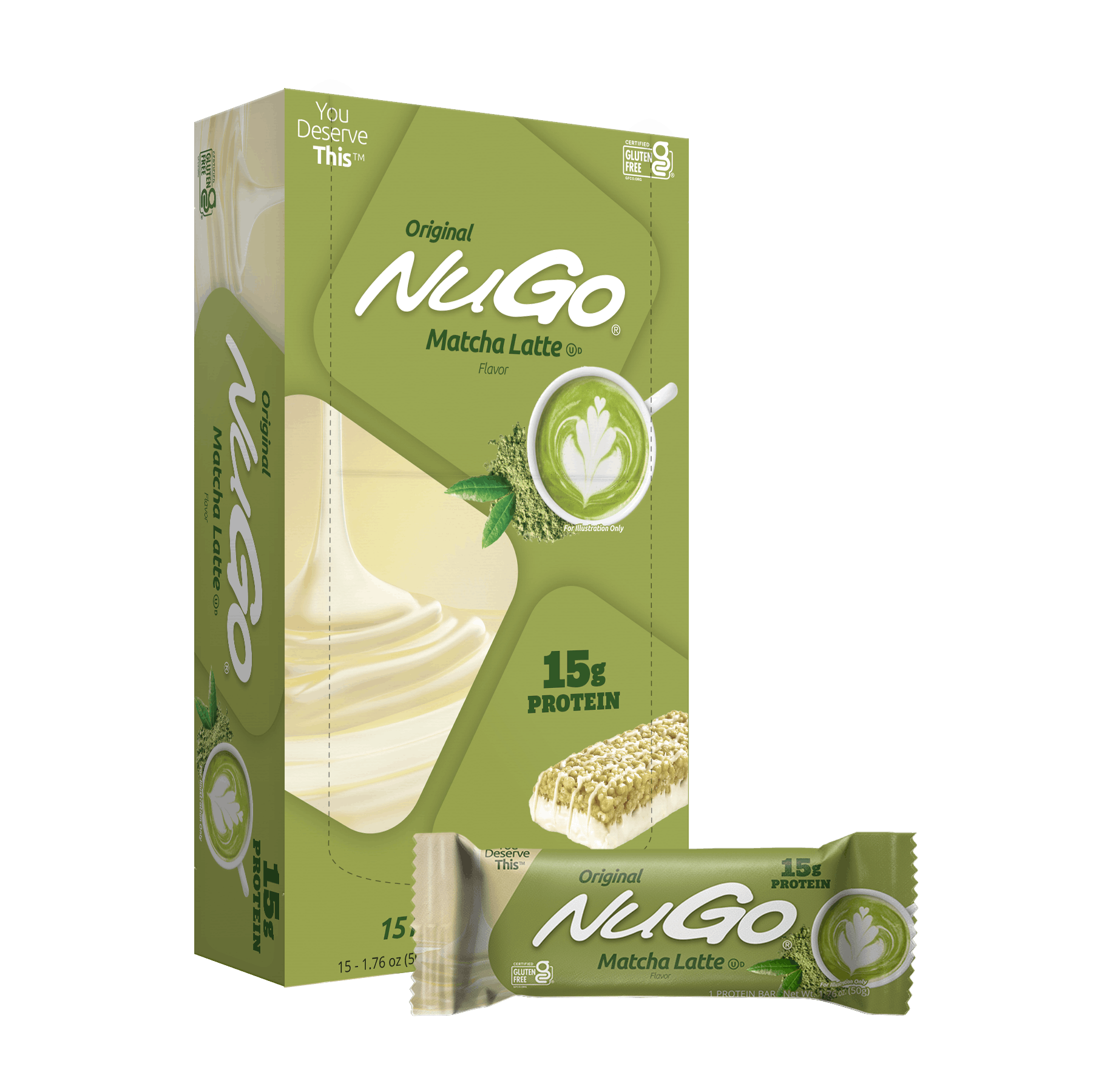 NuGo Original Matcha Latte box and bar