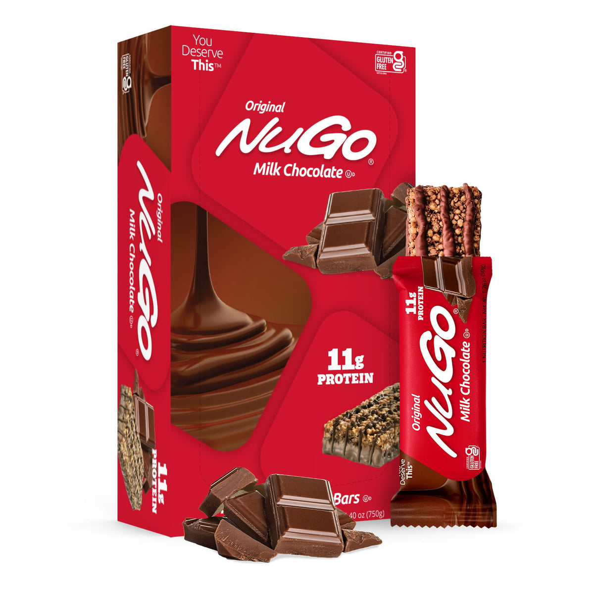 NuGo Original Milk Chocolate Bar and Box