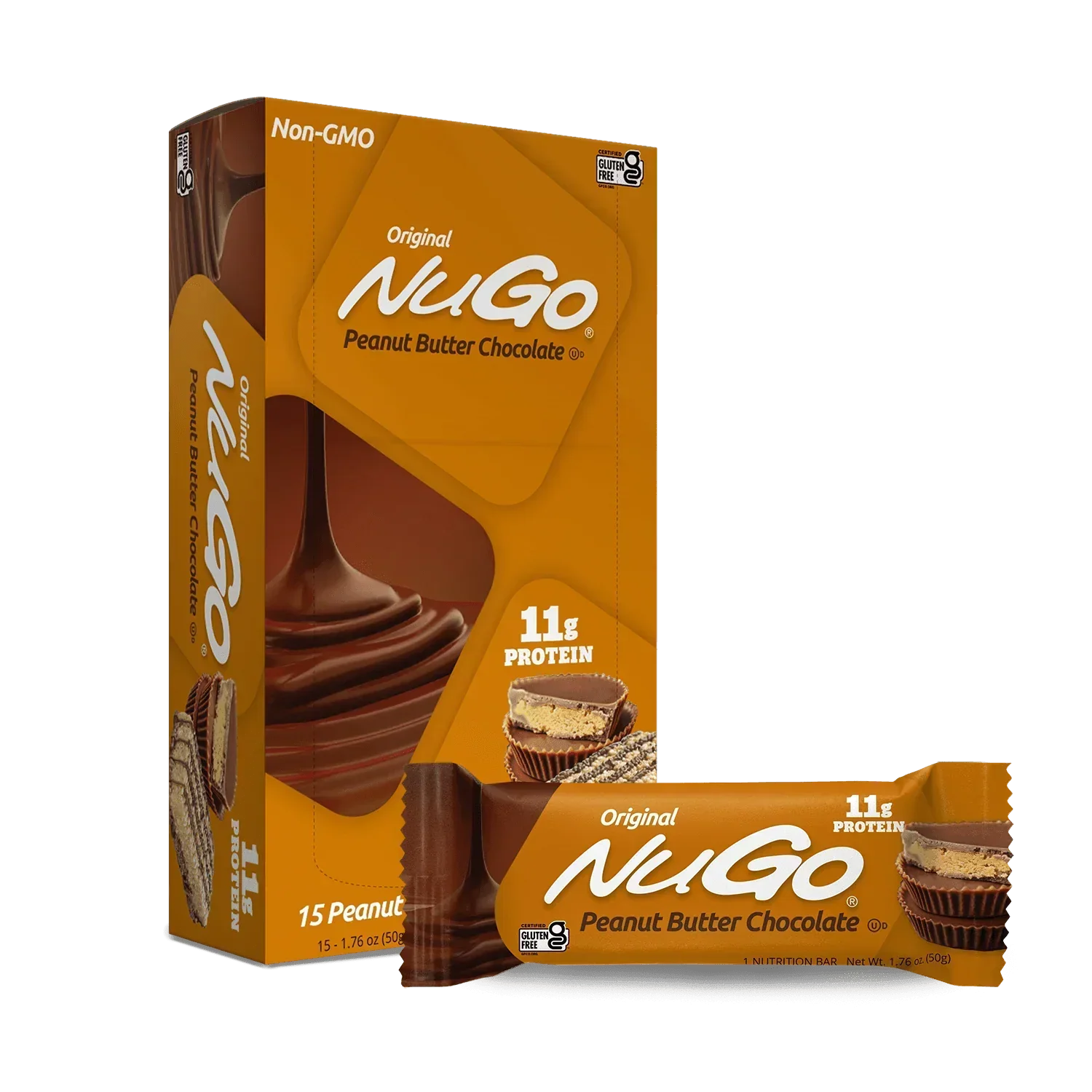 NuGo Original Peanut Butter Chocolate Bar and Box