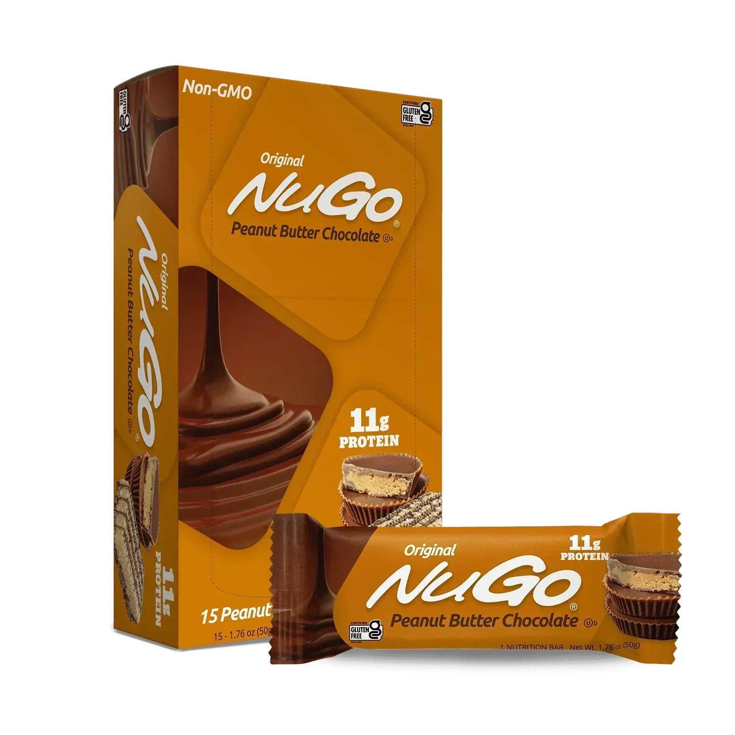 NuGo Original Peanut Butter Chocolate Bar and Box