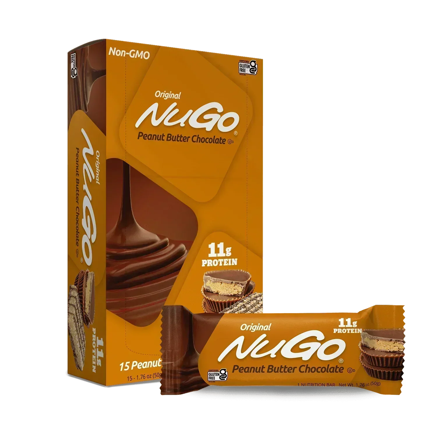 NuGo Original Peanut Butter Chocolate Bar and Box