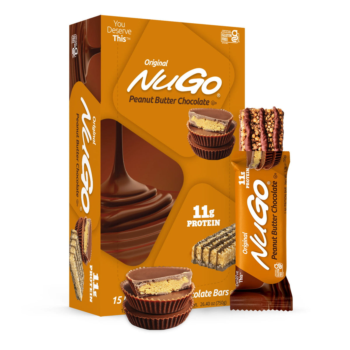 NuGo Original Peanut Butter Chocolate Bar and Box