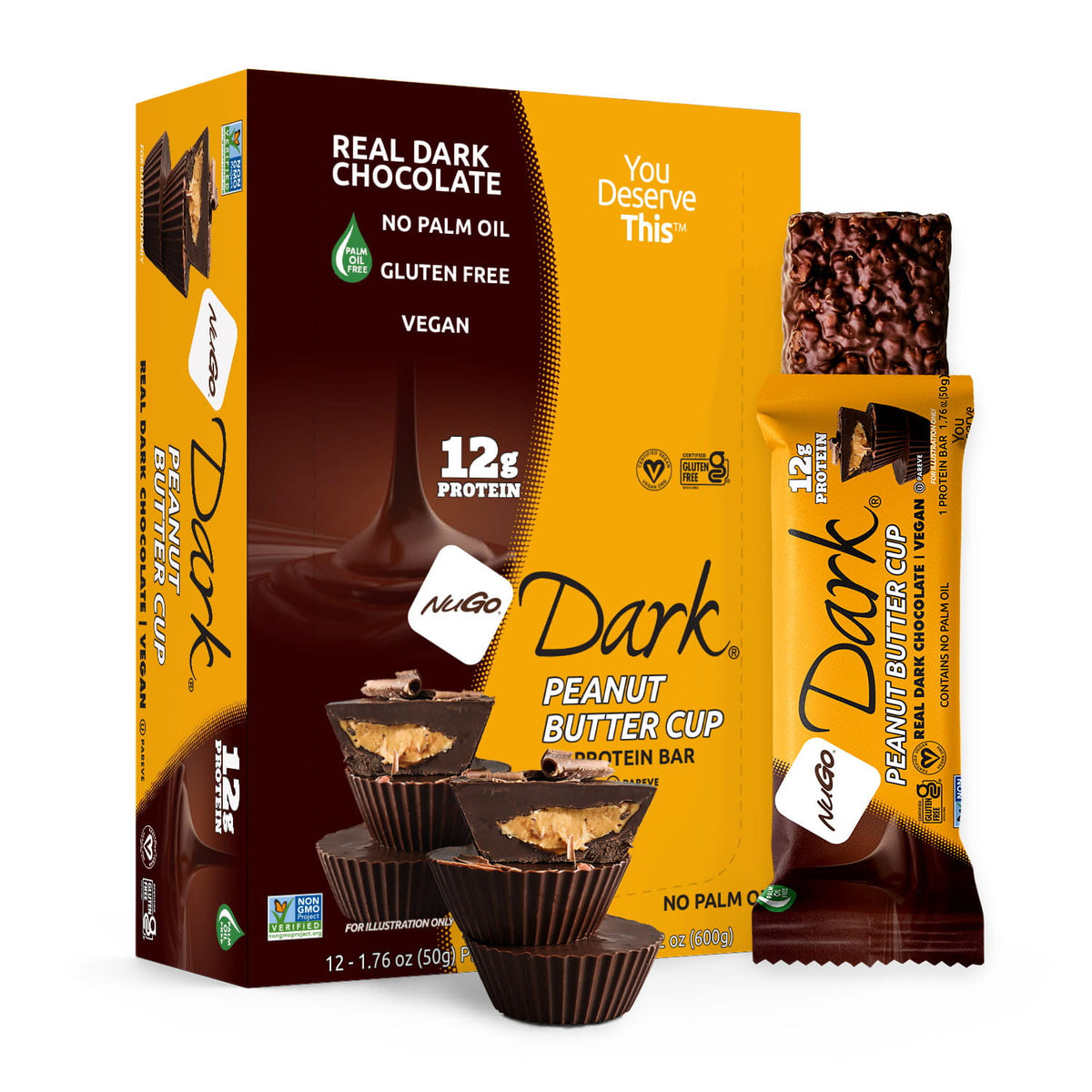 NuGo Dark Peanut Butter Cup Bar and Box