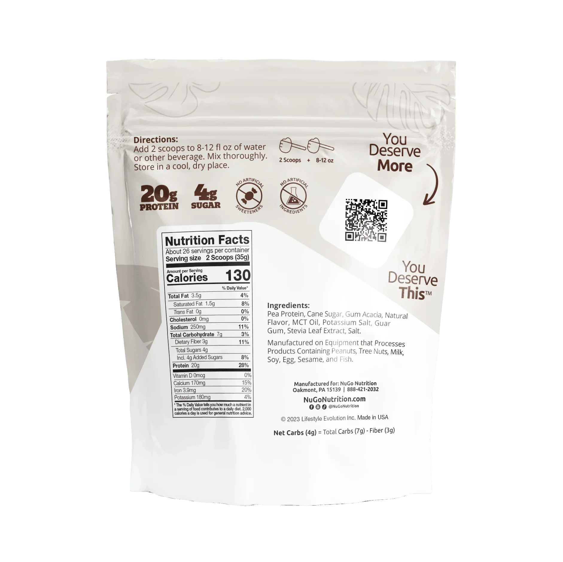 Back of Vanilla Protein Powder