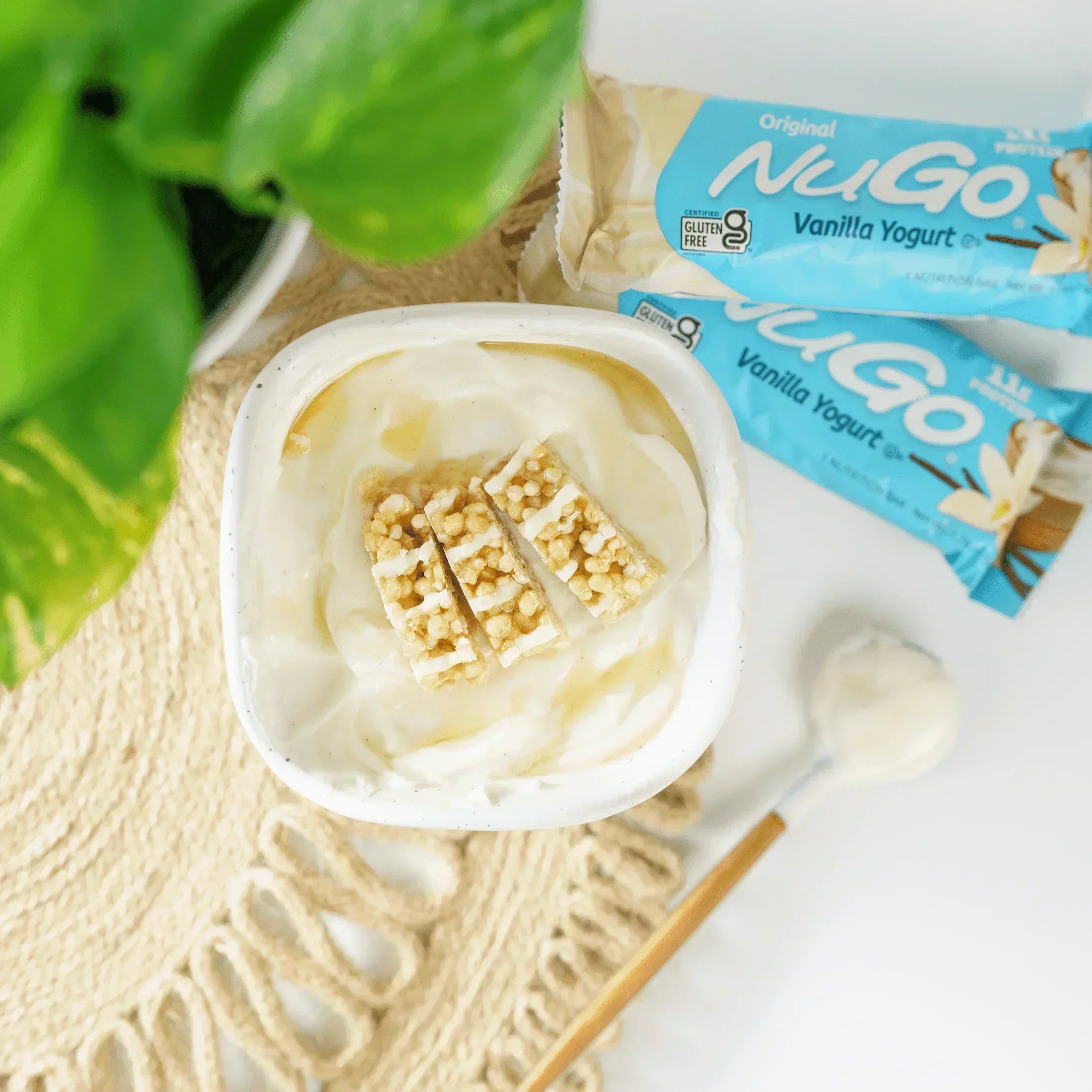 Vanilla Yogurt bar cut on top of Yogurt