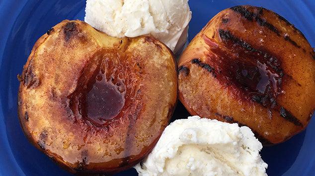 Grilled Peaches with Vanilla Ice Cream