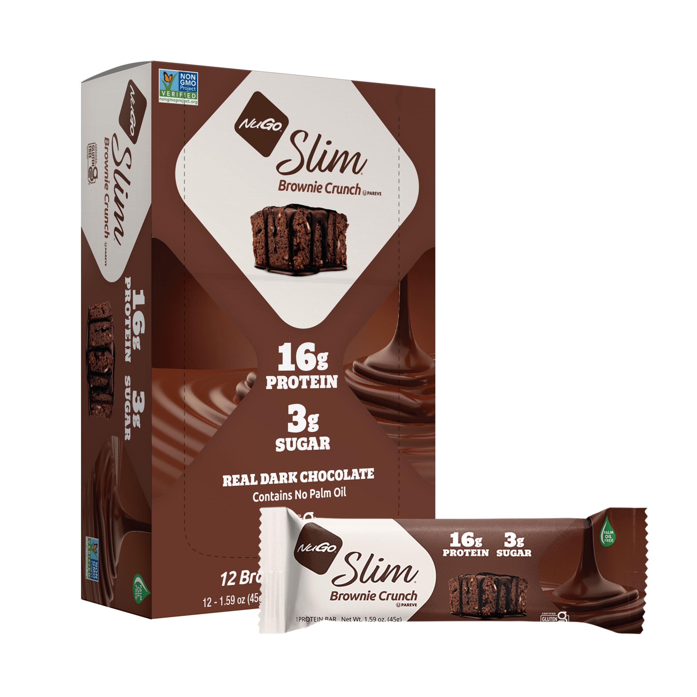 NuGo Slim Brownie Crunch protein bar packaging