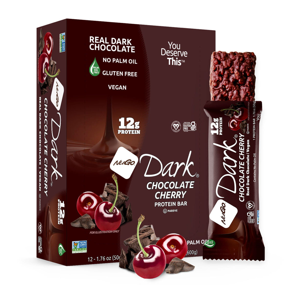 NuGo Dark Chocolate Cherry Box and Bar