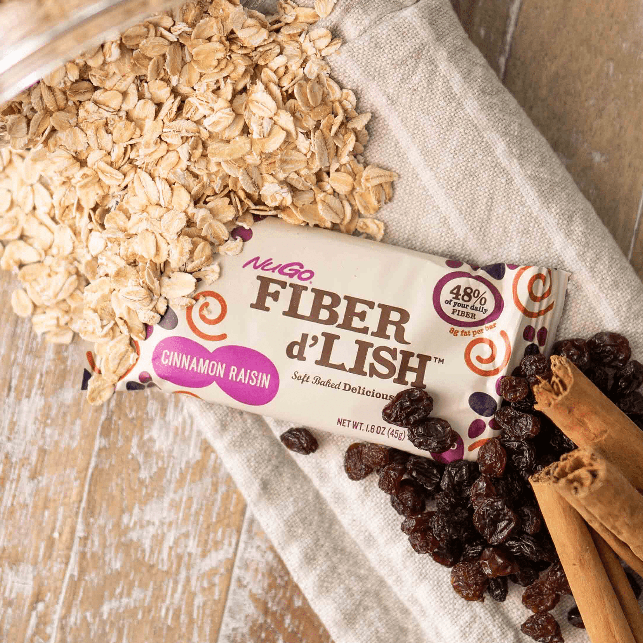 NuGo Fiber Cinnamon Raisin with Oats and Raisins