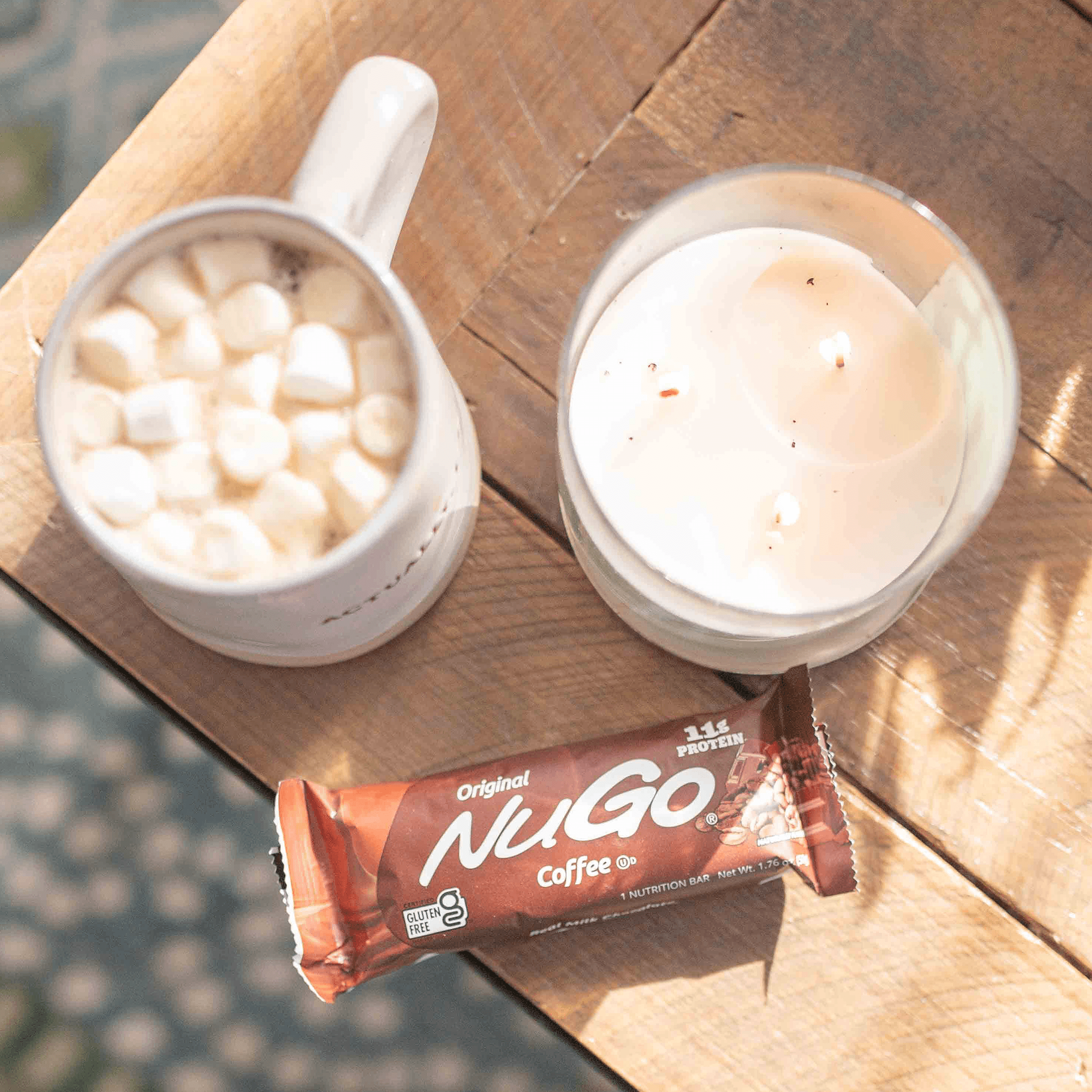 Coffee bar on table with Hot Cocoa and Candle