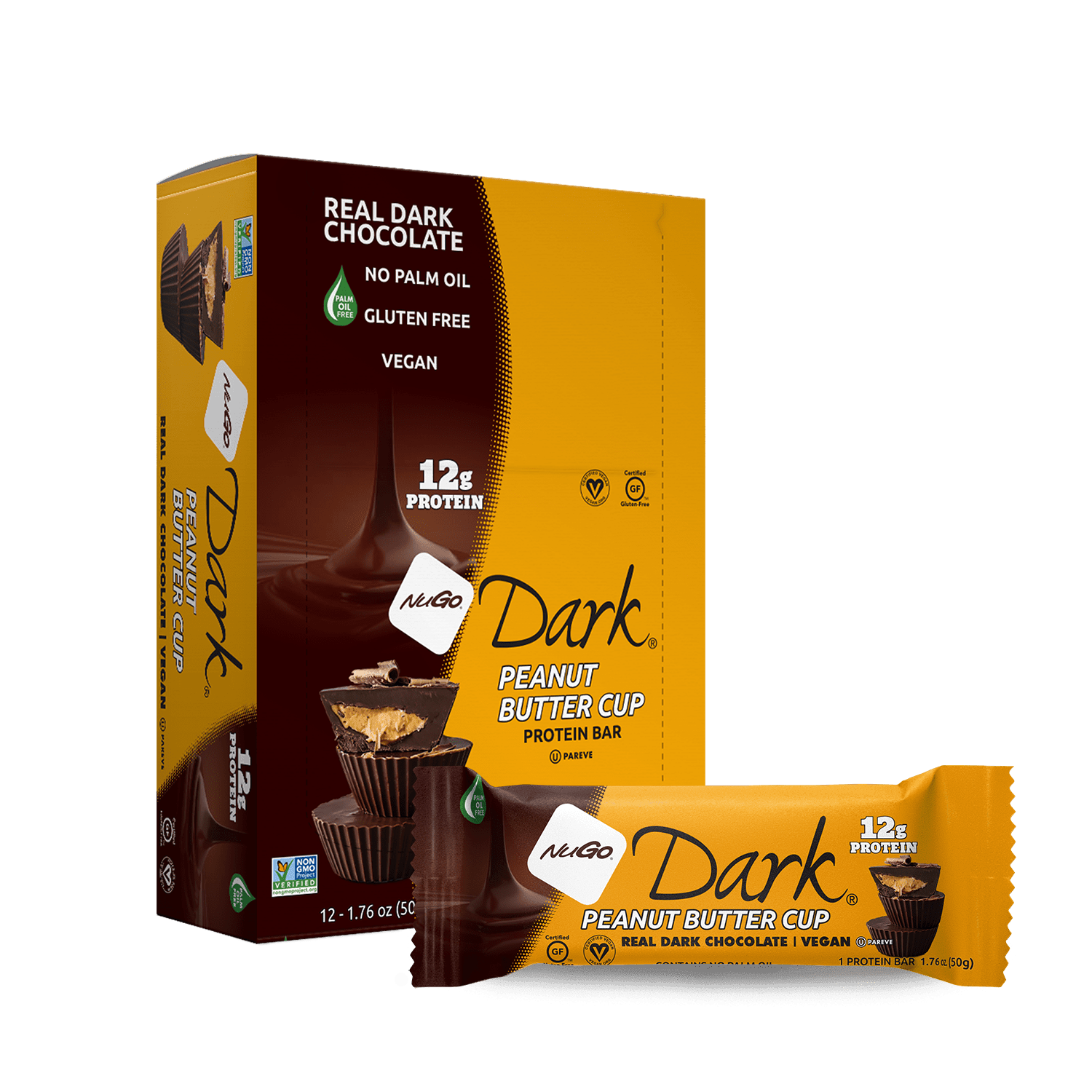 NuGo Dark Peanut Butter Cup Bar and Box