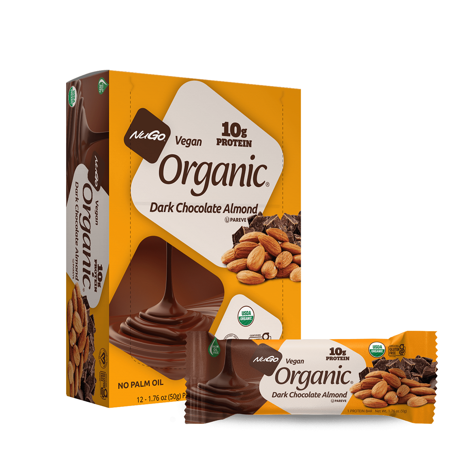 NuGo Organic Dark Chocolate Almond Bar and Box