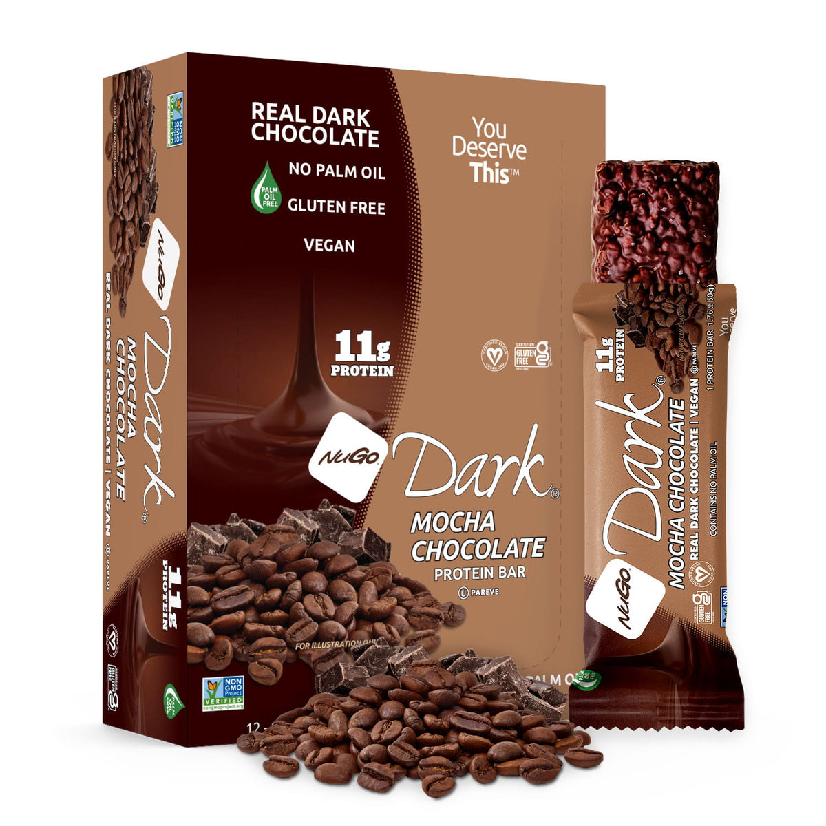 NuGo Dark Mocha Chocolate Bar and Box